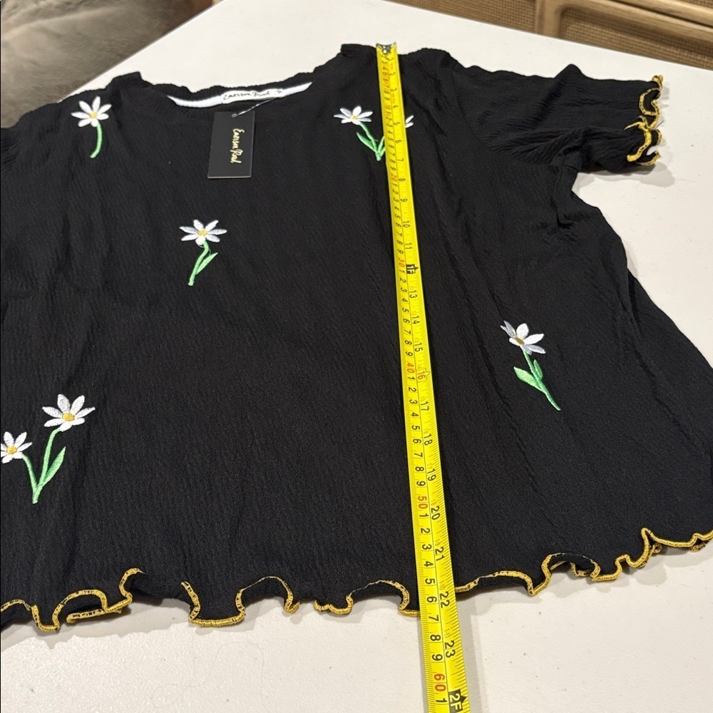 Emerson Rose - Black Daisy Flowers Tee and Short Pajama Set. Size Large. NWT - Picture 8 of 15